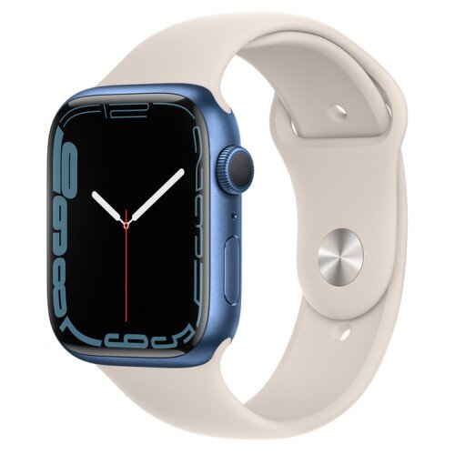 Apple Watch Series 7 Blue Aluminum Case with Sport Band - Starlight - 45mm