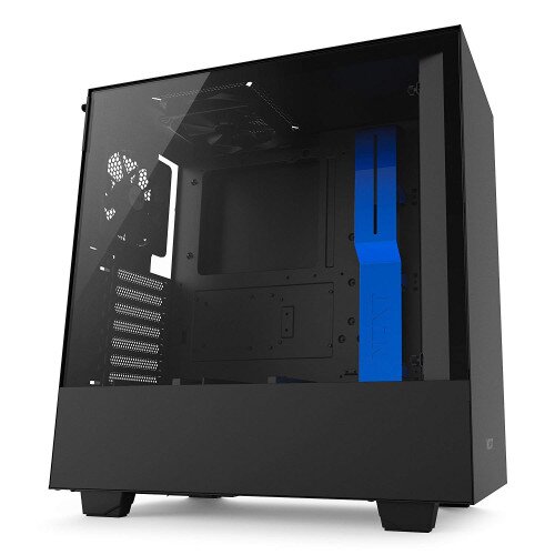 NZXT H500 Compact Mid-Tower Case with Tempered Glass - Matte Black+Blue