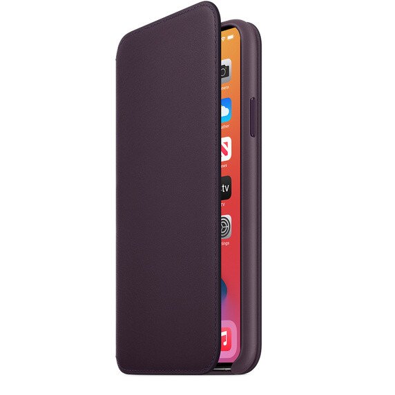 Apple iPhone 11 Pro Max Leather Folio Aubergine  - Best Buy