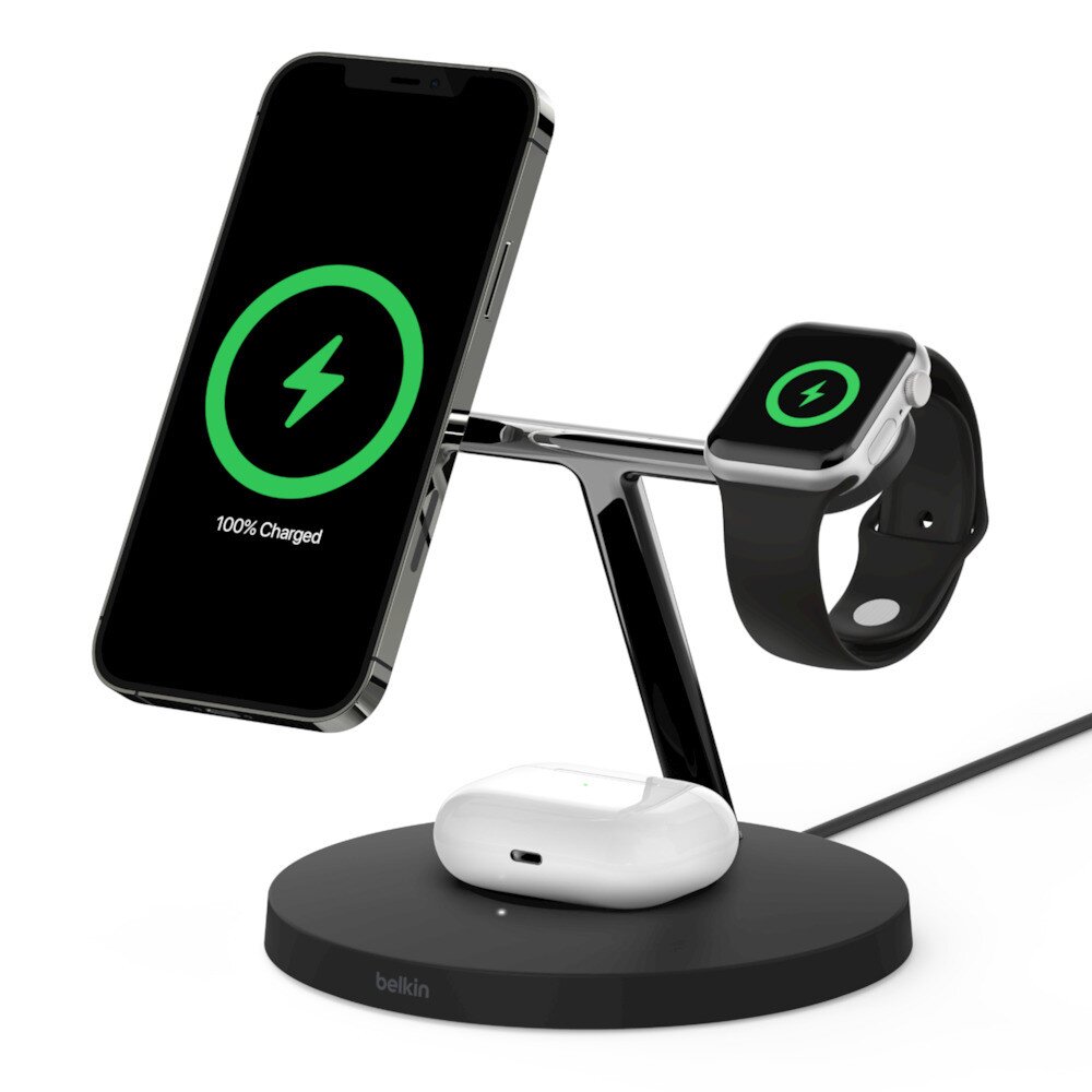 Buy Belkin 3-in-1 Wireless Charger with MagSafe 15W - Black online  Worldwide 