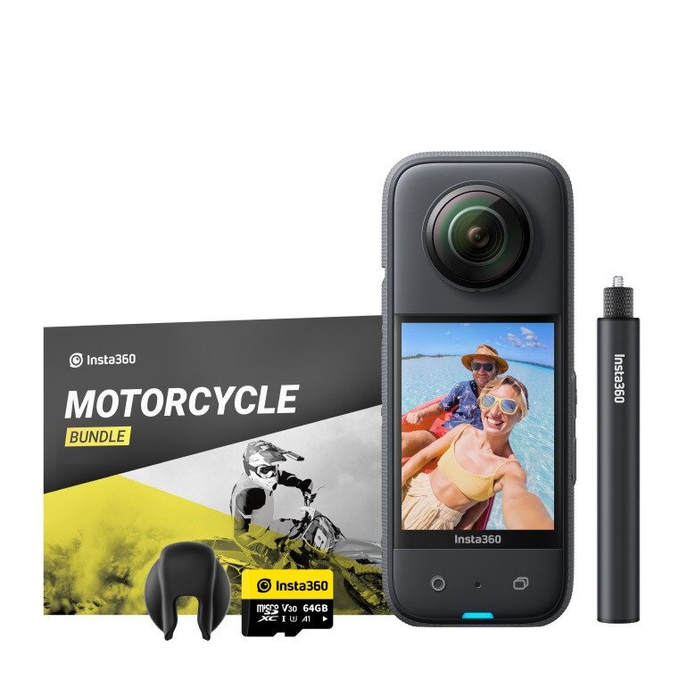 Insta360 X3 camera with Snow bundle, Invisible selfie stick, Lens Cap & SD  card