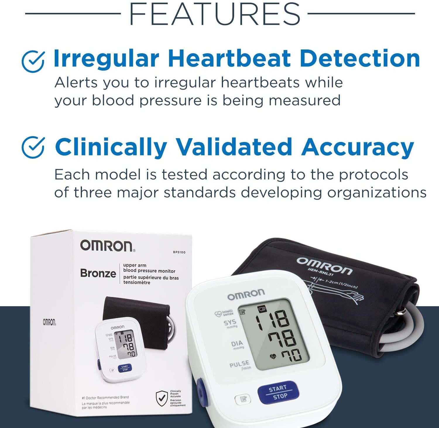 OMRON Silver Blood Pressure Monitor | Wireless, Upper-Arm