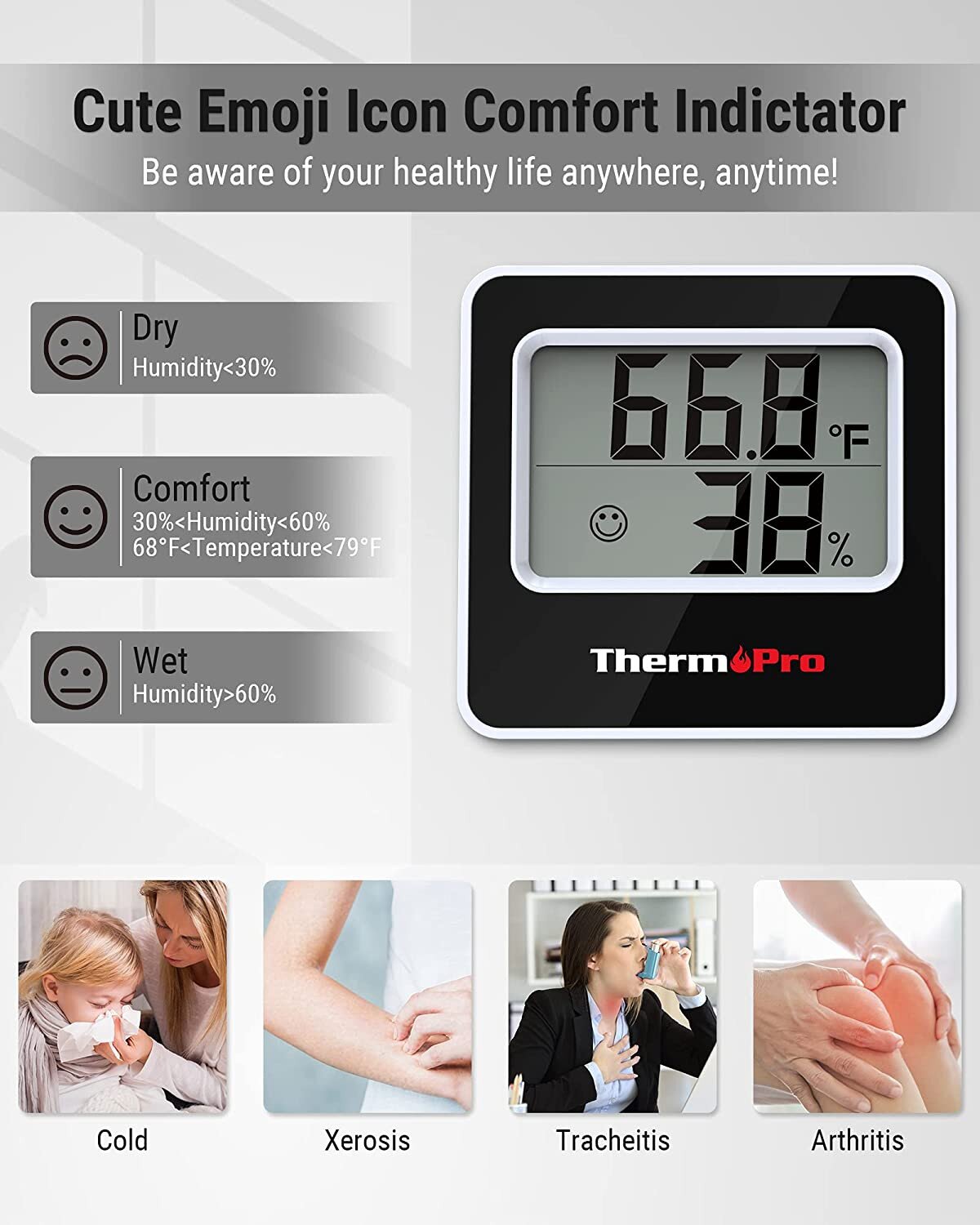 ThermoPro TP49 Indoor Digital Hygrometer Thermometer Temperature